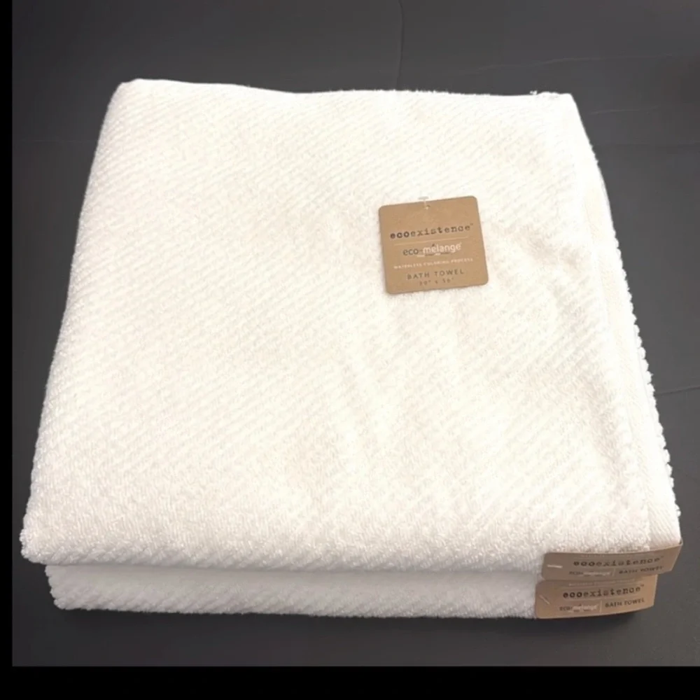 2pc Ecoexistence Eco-Melange Diagonal Stripes Bath Towel Set - White